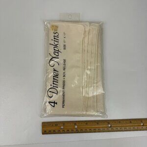 Vtg Bardwil Linens Pack of 4 Cloth Dinner Napkins 17inchx17 inch Off White Cream